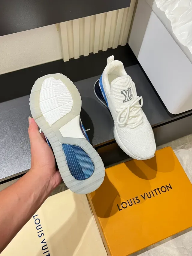 Louis Vuitton LV Trainer White Blue Knit Upper Monogram Hardware Lifestyle Sneakers 4
