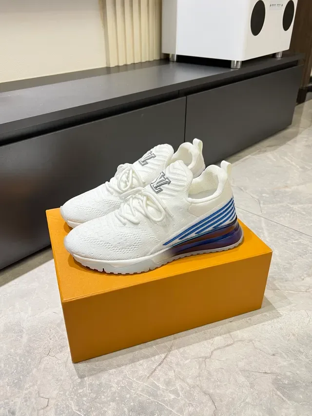 Louis Vuitton LV Trainer White Blue Knit Upper Monogram Hardware Lifestyle Sneakers 5