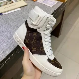 Louis Vuitton LV Trainer Zapatillas Lifestyle Blancos y Marrones de Alto Monogram Lona