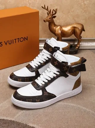 Louis Vuitton LV Trainer White Brown High-Top Monogram-Coated Leather Lifestyle Sneakers 2