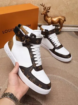 Louis Vuitton LV Trainer White Brown High-Top Monogram-Coated Leather Lifestyle Sneakers 4