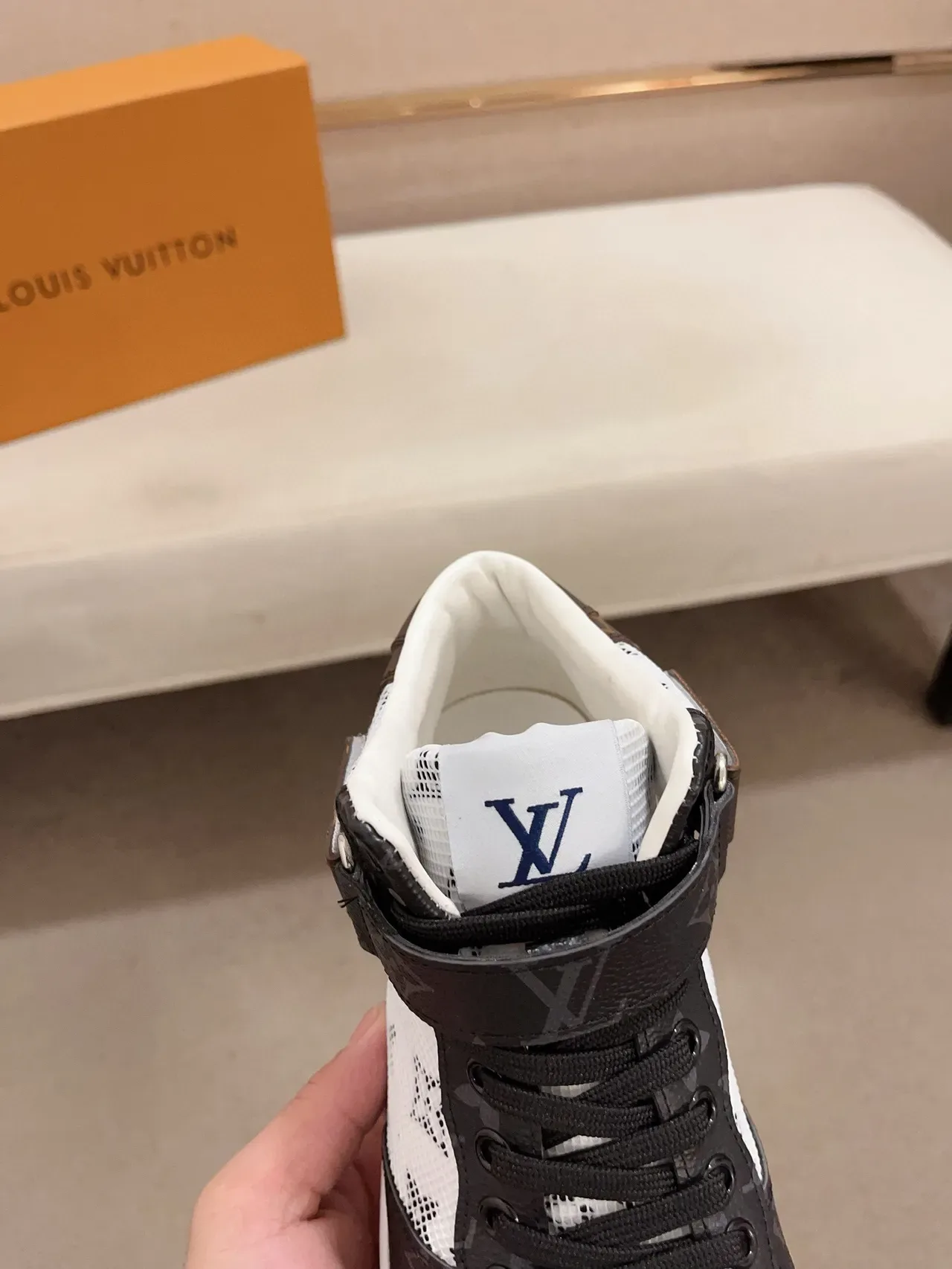Louis Vuitton LV Trainer White Brown High-Top Monogram Mesh Lifestyle Sneakers 6