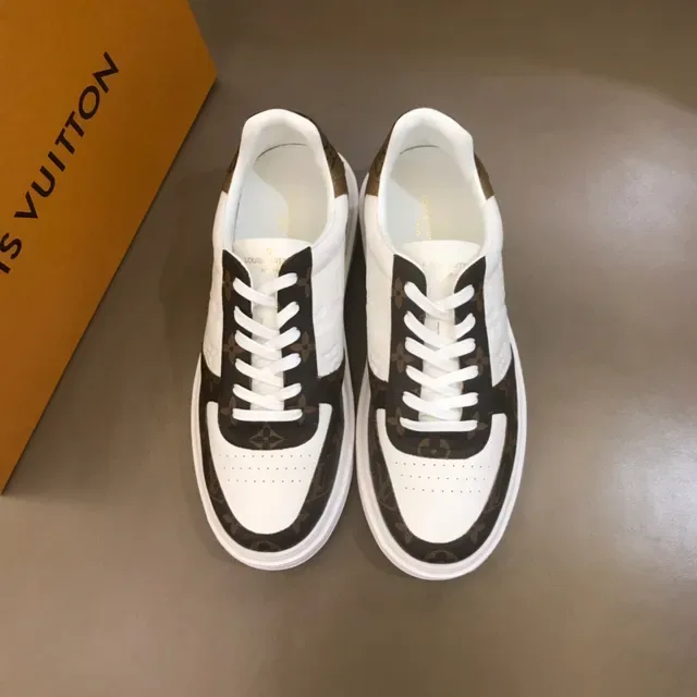 Louis Vuitton LV Trainer সাদা বাদামী Monogram Canvas Embossed Leather লাইফस्टাইল স্নিকার্স 9