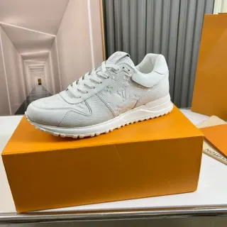 Louis Vuitton LV Trainer White Embossed Monogram Leather Ribbed Side Panels Lifestyle Sneakers