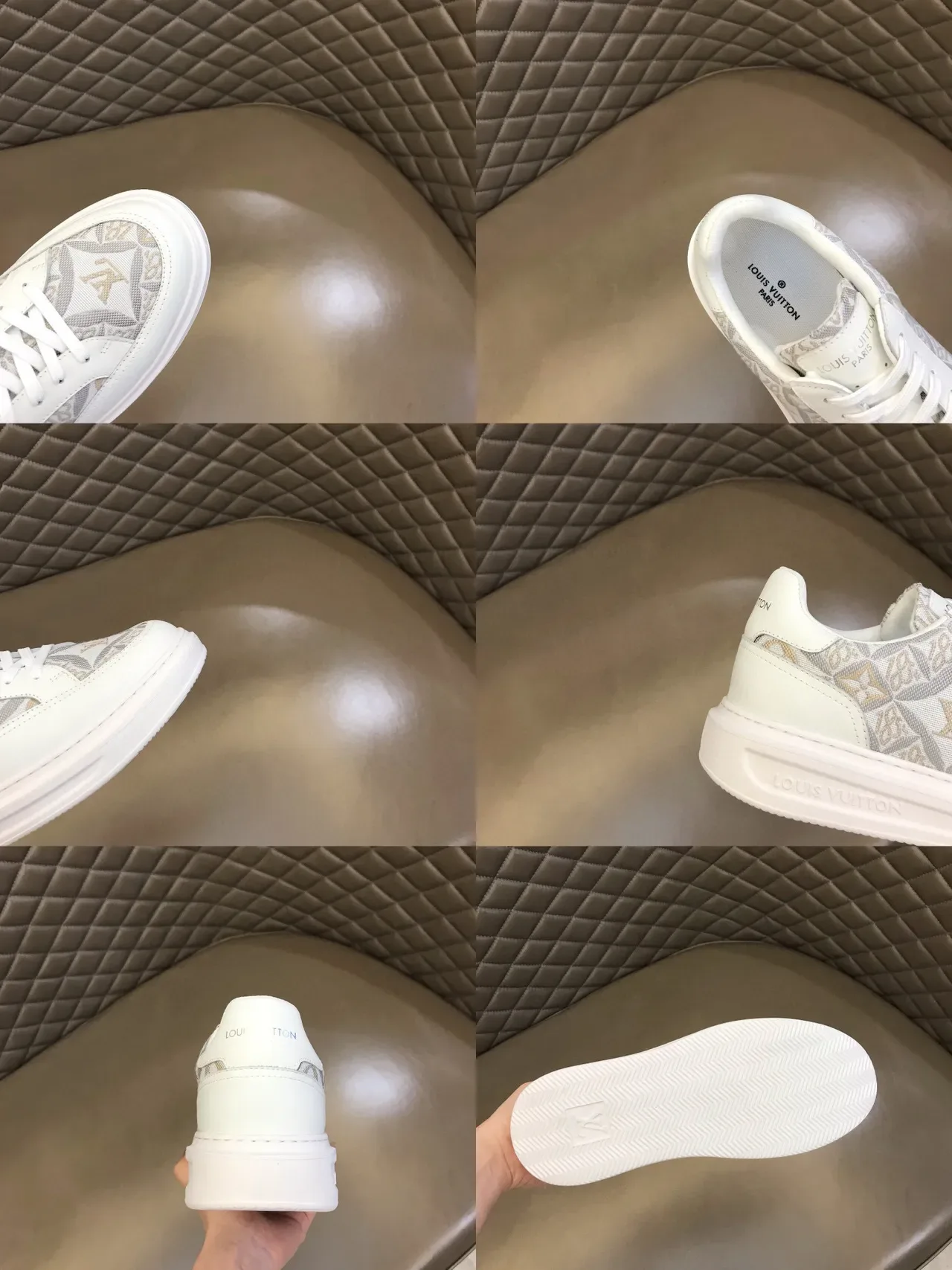 Louis Vuitton LV Trainer White Gray Monogram-Print Side Panels Smooth Leather Overlays Lifestyle Sneakers 2