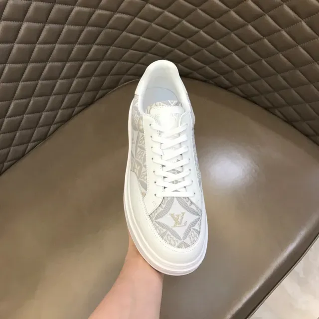 Louis Vuitton LV Trainer White Gray Monogram-Print Side Panels Smooth Leather Overlays Lifestyle Sneakers 4