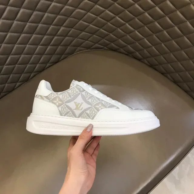 Louis Vuitton LV Trainer White Gray Monogram-Print Side Panels Smooth Leather Overlays Lifestyle Sneakers 5