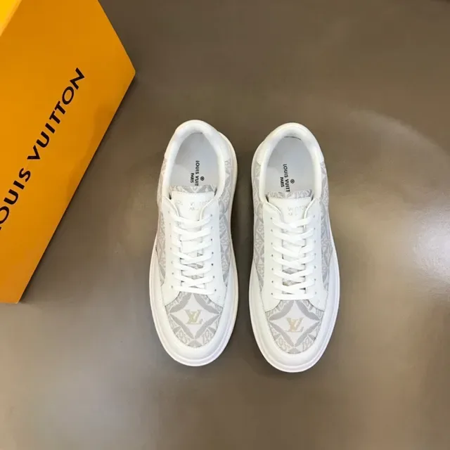 Louis Vuitton LV Trainer White Gray Monogram-Print Side Panels Smooth Leather Overlays Lifestyle Sneakers 8