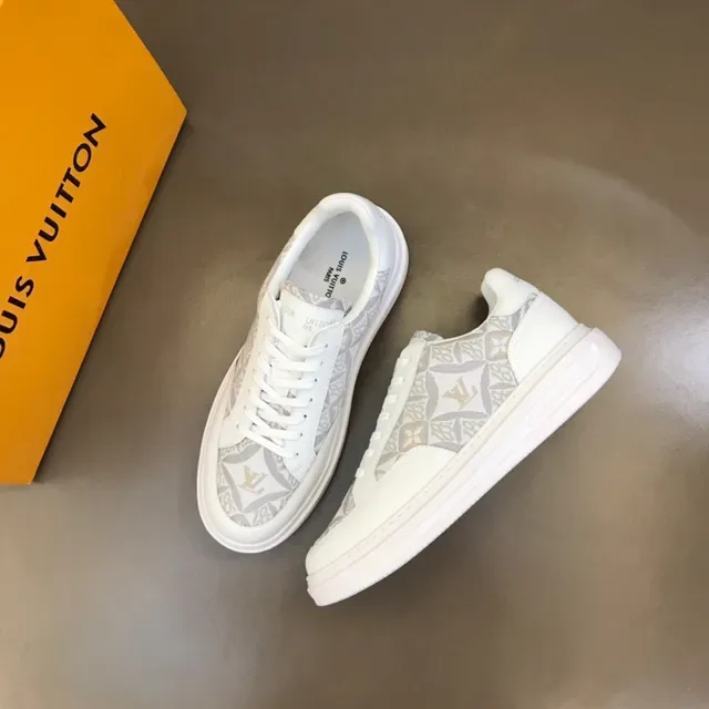 Louis Vuitton LV Trainer White Gray Monogram-Print Side Panels Smooth Leather Overlays Lifestyle Sneakers 9