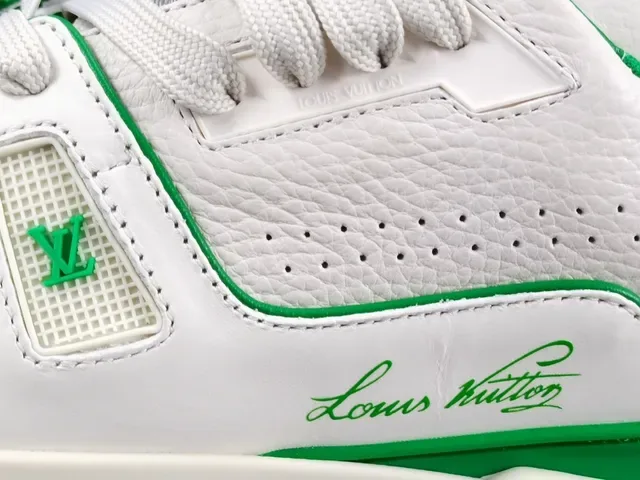 Louis Vuitton LV Trainer White Green Leather Upper Contrast Stitching And Accents Lifestyle Sneakers 8