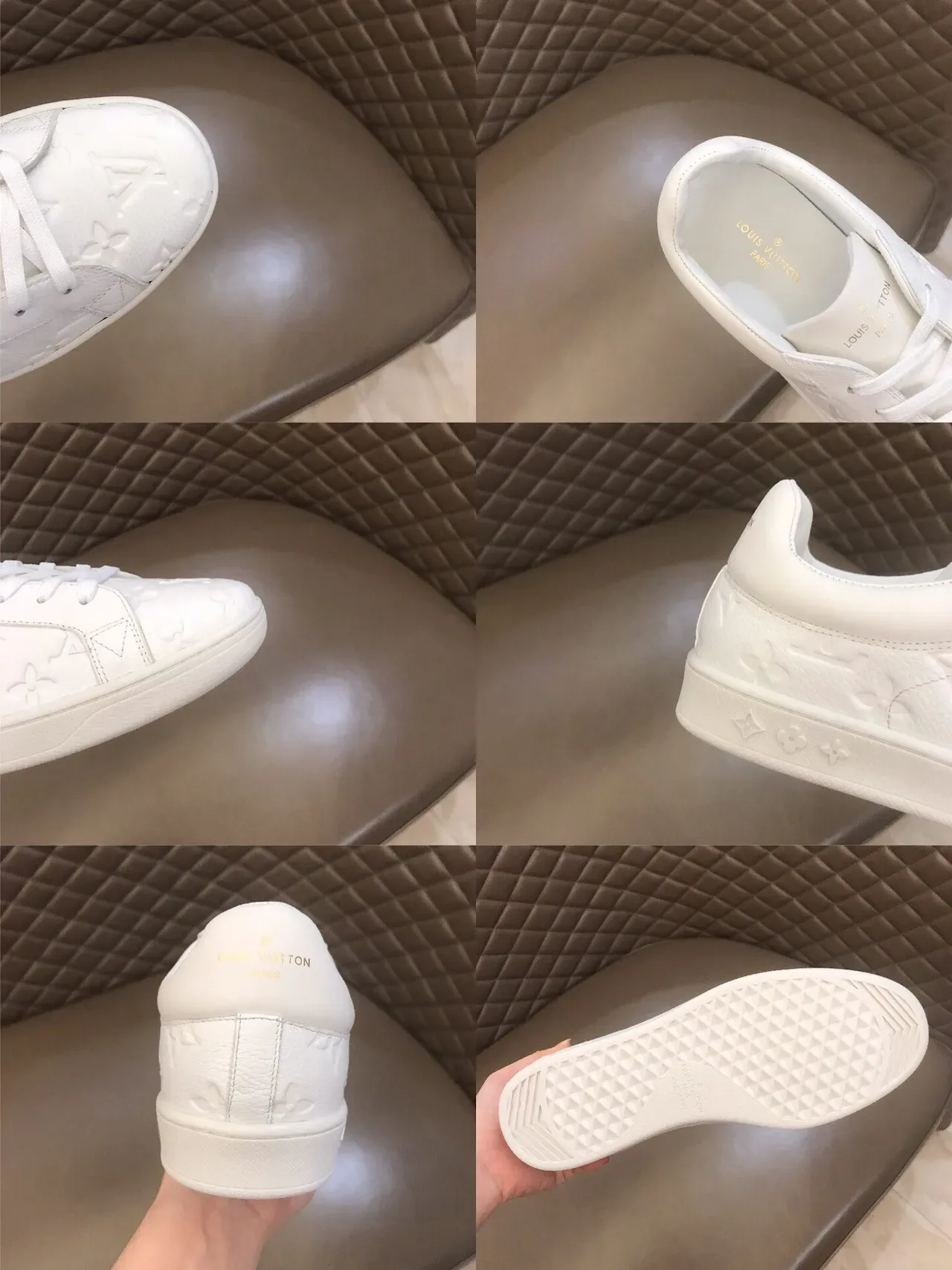 Louis Vuitton LV Trainer Blanc Monogramme Embossé Baskets Basses Lifestyle 2