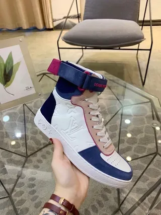 Louis Vuitton LV Trainer White Navy High-Top Color-Blocked Lifestyle Sneakers 1
