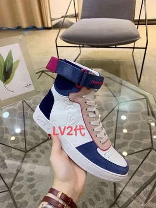 Louis Vuitton LV Trainer White Navy High-Top Color-Blocked Lifestyle Sneakers 4