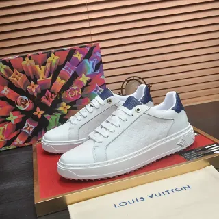 Louis Vuitton LV Trainer zapatillas lifestyle blanco navy low-top con monograma embossado de cuero