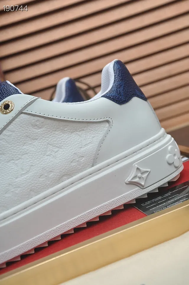 Louis Vuitton LV Trainer White Navy Low-Top Monogram-Embossed Leather Lifestyle Sneakers 3