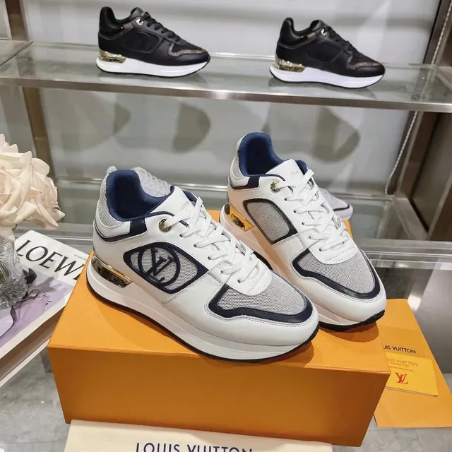Louis Vuitton LV Trainer White Navy Monogrammed Oval Side Panel Mesh And Leather Upper Lifestyle Sneakers 2