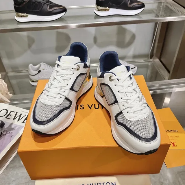 Louis Vuitton LV Trainer White Navy Monogrammed Oval Side Panel Mesh And Leather Upper Lifestyle Sneakers 7