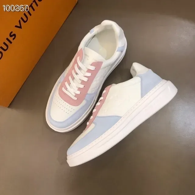 Louis Vuitton LV Trainer White Pink Color-Blocked Embossed Monogram Lifestyle Sneakers 1