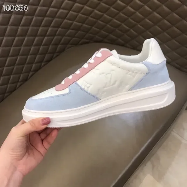 Louis Vuitton LV Trainer White Pink Color-Blocked Embossed Monogram Lifestyle Sneakers 2