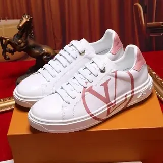 Louis Vuitton LV Trainer zapatillas lifestyle de cuero blanco rosa low-top