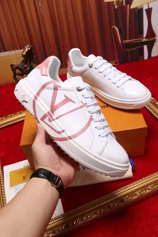 Louis Vuitton LV Trainer White Pink Low-Top Leather Upper Lifestyle Sneakers 5