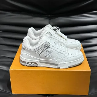 Louis Vuitton LV Trainer White Silver Monogramado Panel Lateral Esculpido Multicapa Suela Media Zapatillas Lifestyle