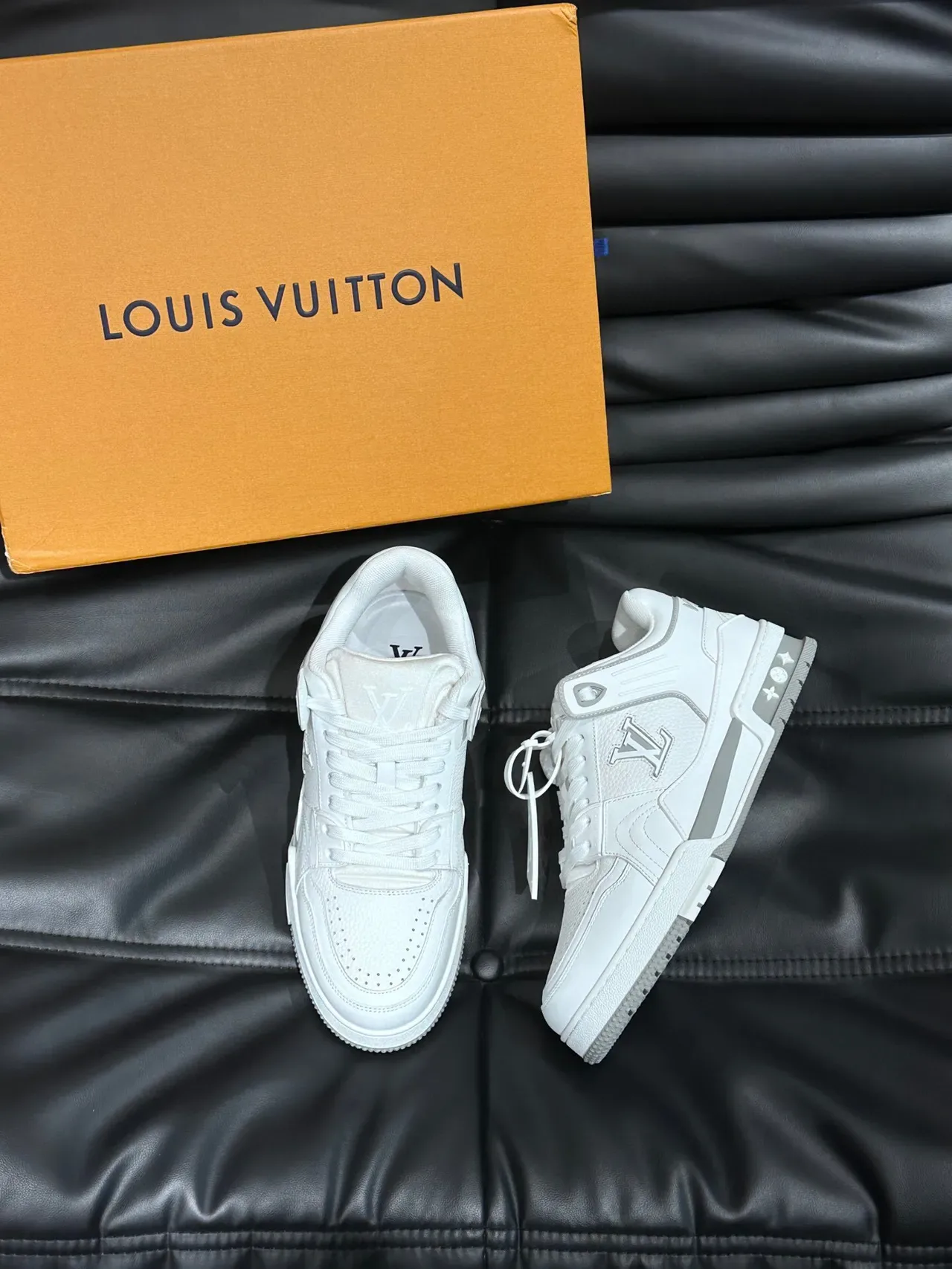Louis Vuitton LV Trainer White Silver Monogrammed Side Panel Sculpted Layered Midsole Lifestyle Sneakers 3