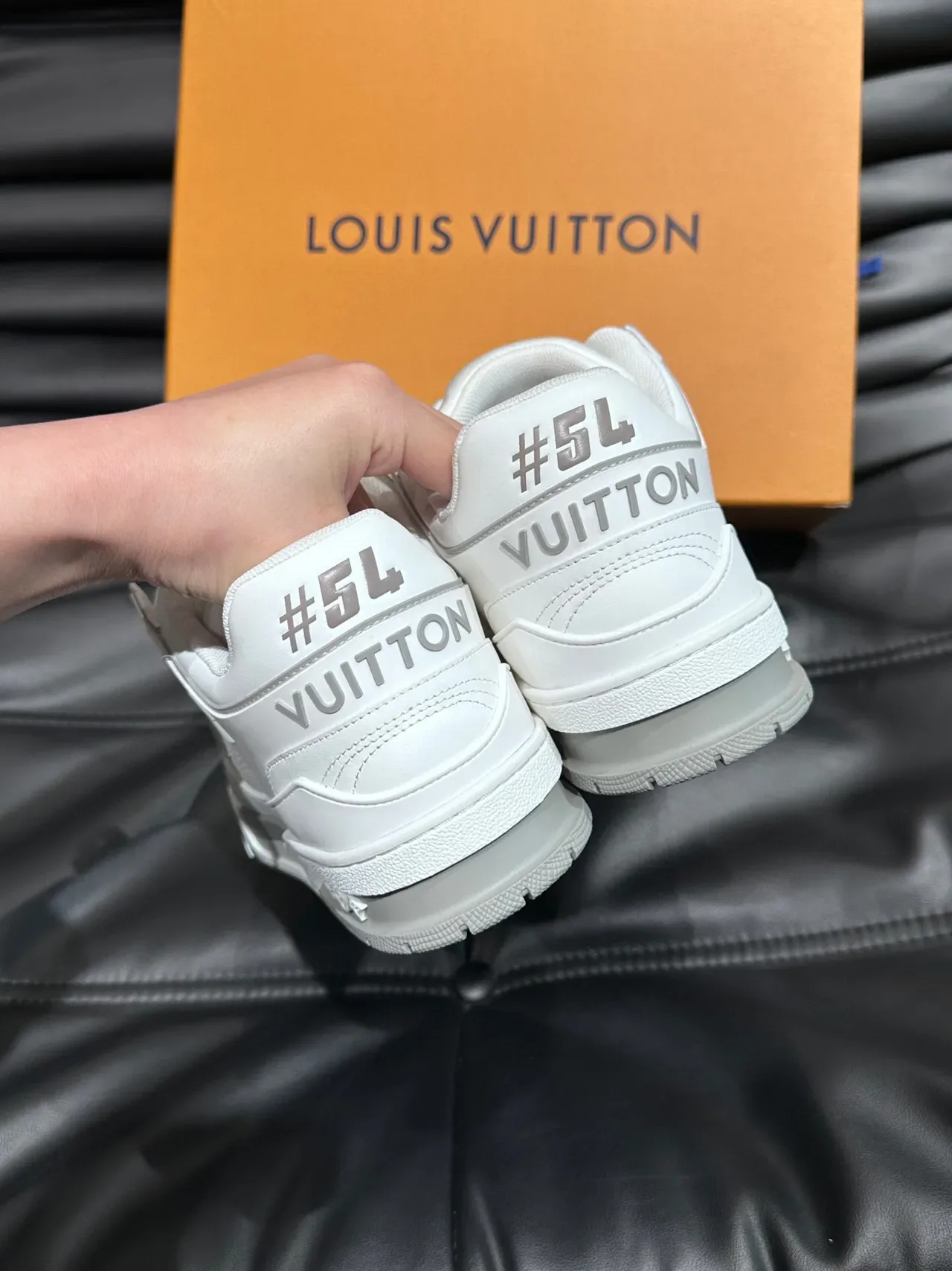 Louis Vuitton LV Trainer White Silver Monogrammed Side Panel Sculpted Layered Midsole Lifestyle Sneakers 7