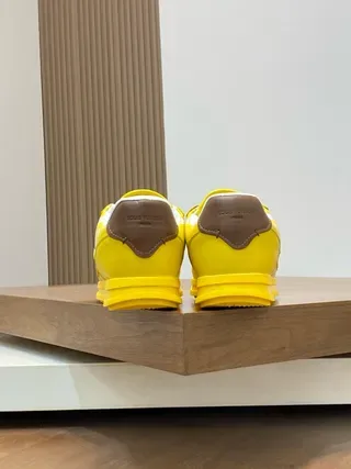 Louis Vuitton LV Trainer Yellow Brown Monogram-Printed Leather Low-Top Lace-Up Lifestyle Sneakers 4