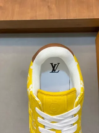 Louis Vuitton LV Trainer Yellow Brown Monogram-Printed Leather Low-Top Lace-Up Lifestyle Sneakers 7
