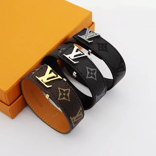 Louis Vuitton Monogram और लेदर चौड़ी LV बकल ब्रेसलेट 2