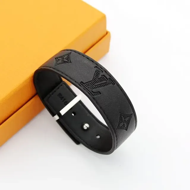Louis Vuitton Monogram और लेदर चौड़ी LV बकल ब्रेसलेट 3