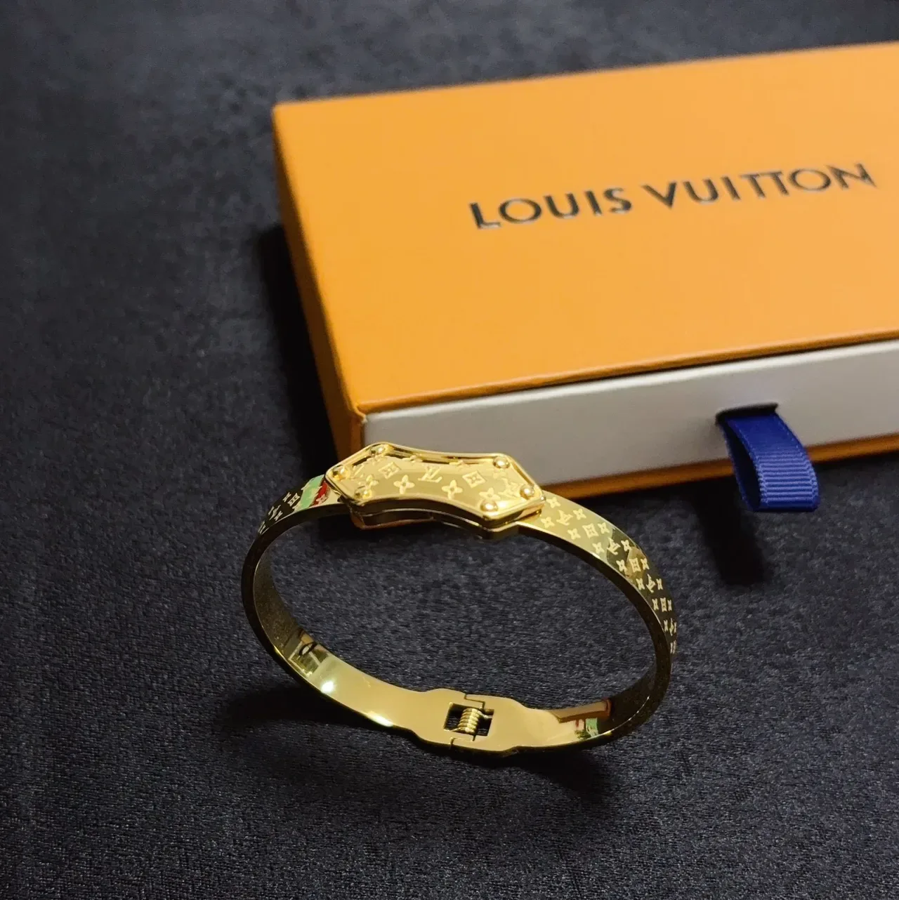 Louis Vuitton Monogram Bangle Gold-Tone Metal Bracelet 2