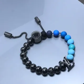 Louis Vuitton Monogram Beads Black Blue Beaded Bracelet