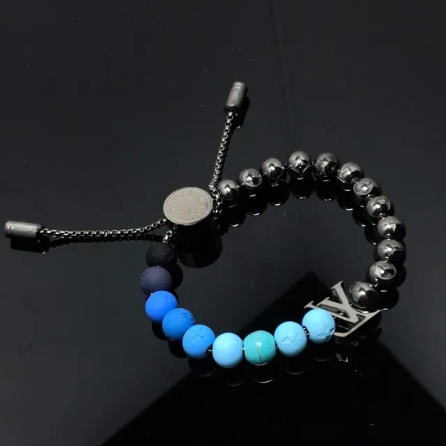 Louis Vuitton Monogram Beads Black Blue Beaded Bracelet 3