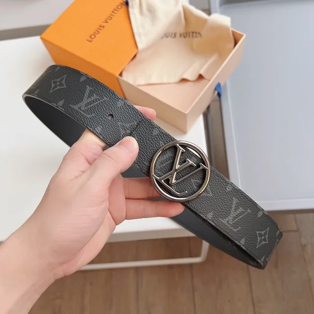 Louis Vuitton Monogram Belt Dark Gray Leather Belt 3