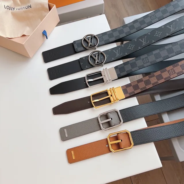 Louis Vuitton Monogram Belt Dark Gray Leather Belt 5