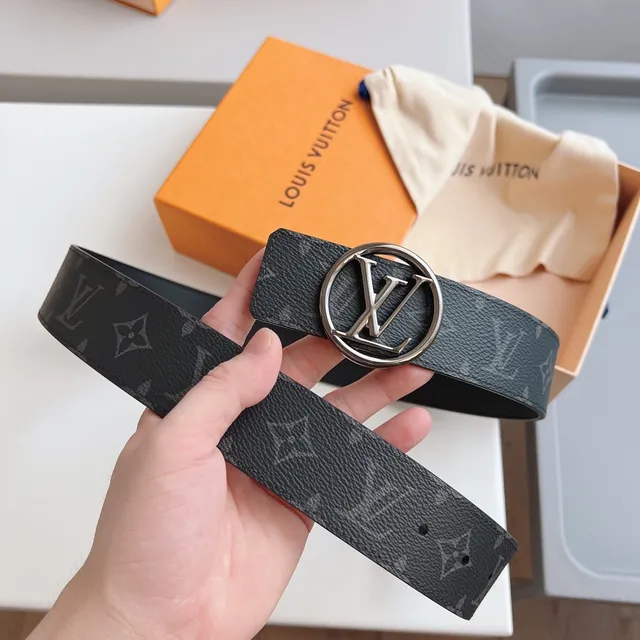 Louis Vuitton Monogram Belt Dark Gray Leather Belt 9