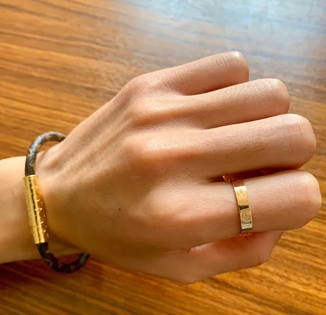 Louis Vuitton Monogram pulseira marrom dourado couro fecho cilíndrico 4