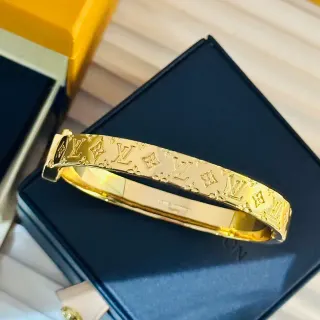 Louis Vuitton Monogram Bracelet Gold Hinged Bangle Bracelet