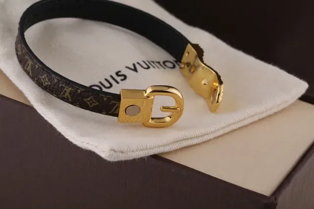 Louis Vuitton Monogram Canvas and Leather Buckle Bracelet 4