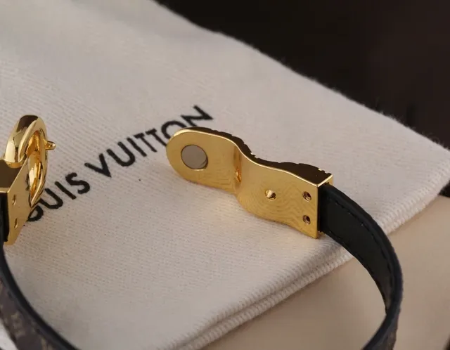 Louis Vuitton Monogram Canvas and Leather Buckle Bracelet 5