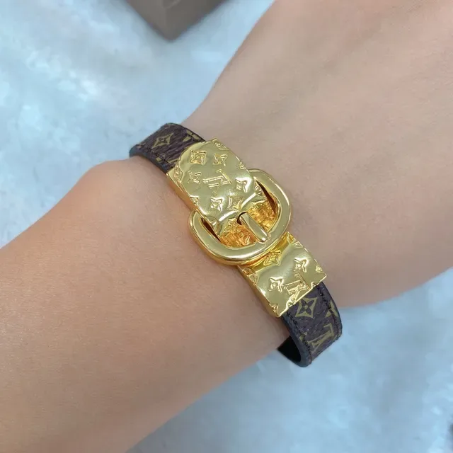 Louis Vuitton Monogram Canvas and Leather Buckle Bracelet 7