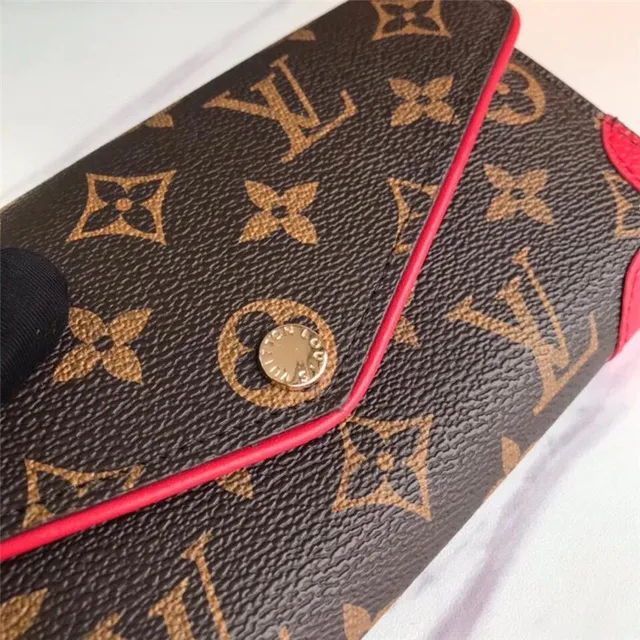 Louis Vuitton Monogram Canvas এবং লাল চামড়ার লম্বা ওয়ালেট 16