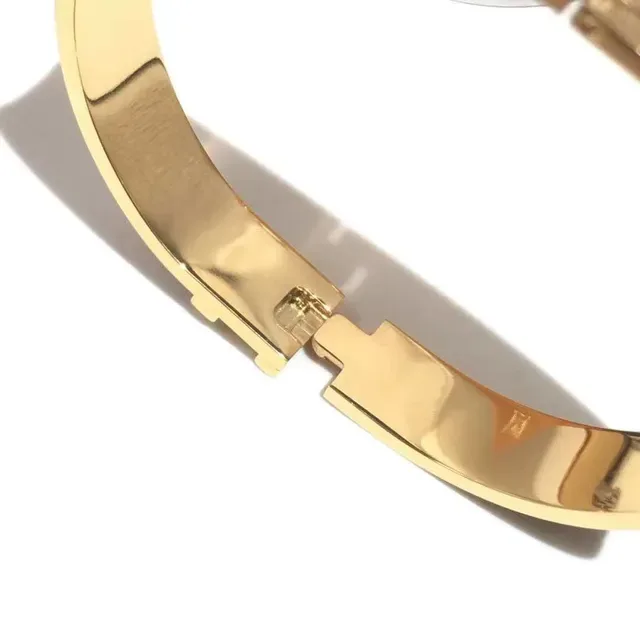 Louis Vuitton Monogram Canvas Bangle Brown Gold Hinged Bracelet 9