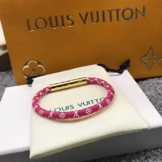 Louis Vuitton Monogram Canvas Rope Bracelet Pink and White Bracelet