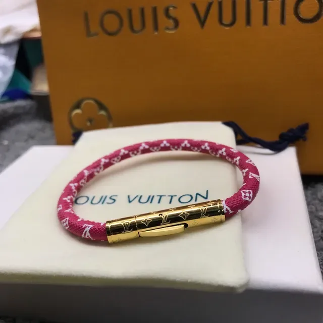 Louis Vuitton Monogram Canvas Rope Bracelet Pink and White Bracelet 2