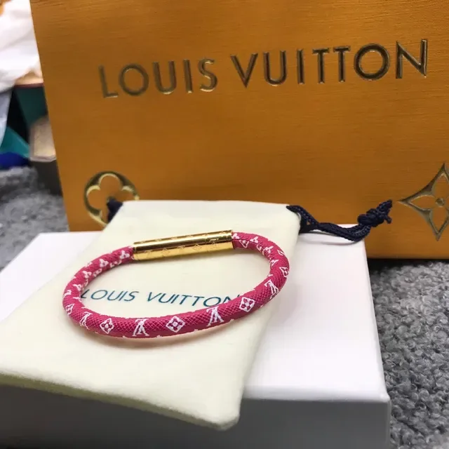 Louis Vuitton Monogram Canvas Rope Bracelet Pink and White Bracelet 3