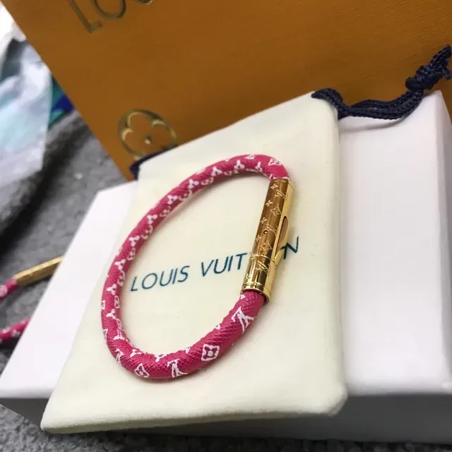 Louis Vuitton Monogram Canvas Rope Bracelet Pink and White Bracelet 4