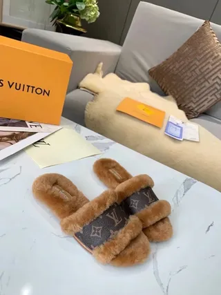 Louis Vuitton Monogram Canvas Shearling Slide Slippers 3